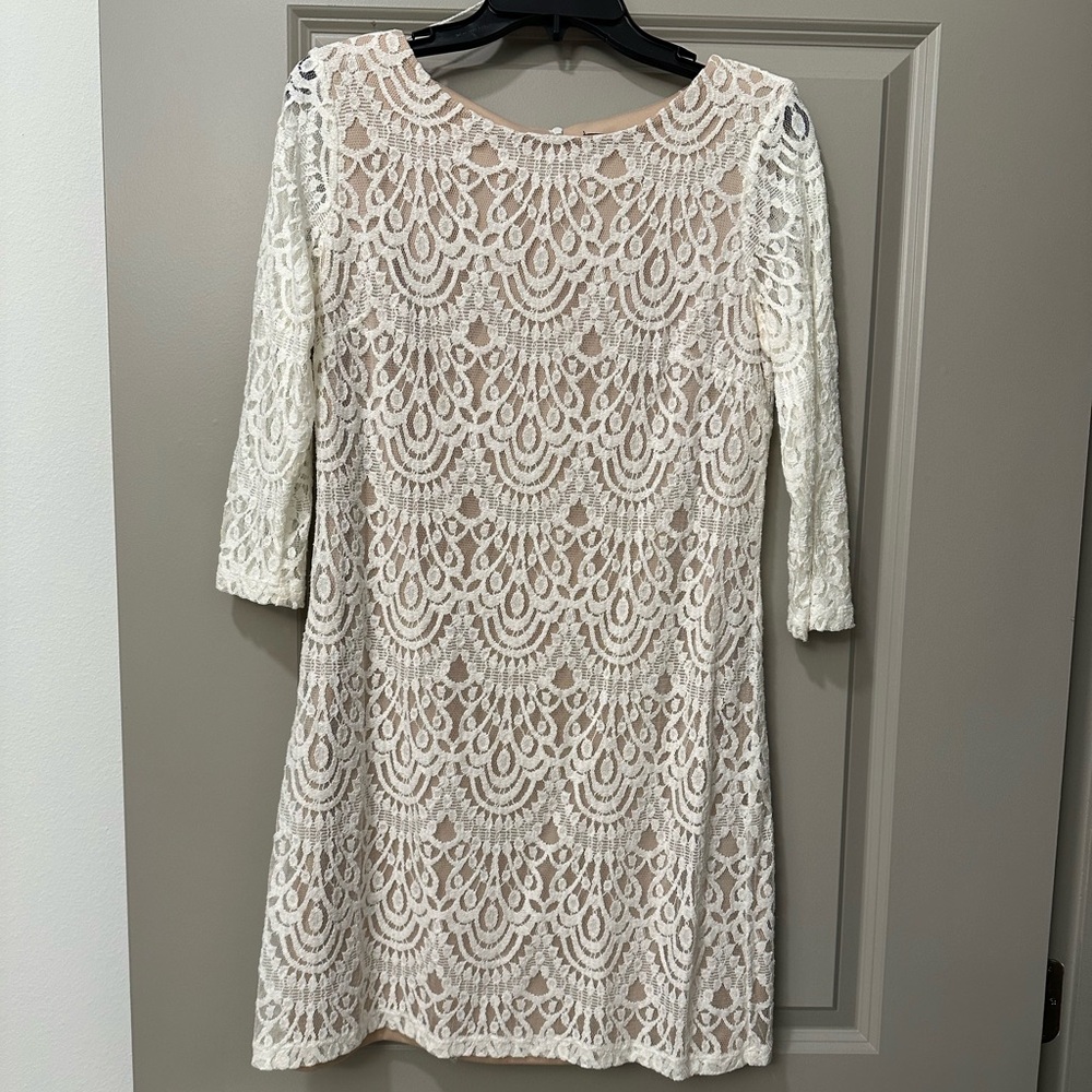 White Lace and Gold Dress